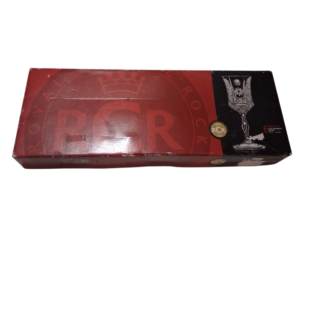 SALE!!! NIB Vintage Crown Rock RCR Set of 5‎ Sherry Glasses - Picture 3 of 6